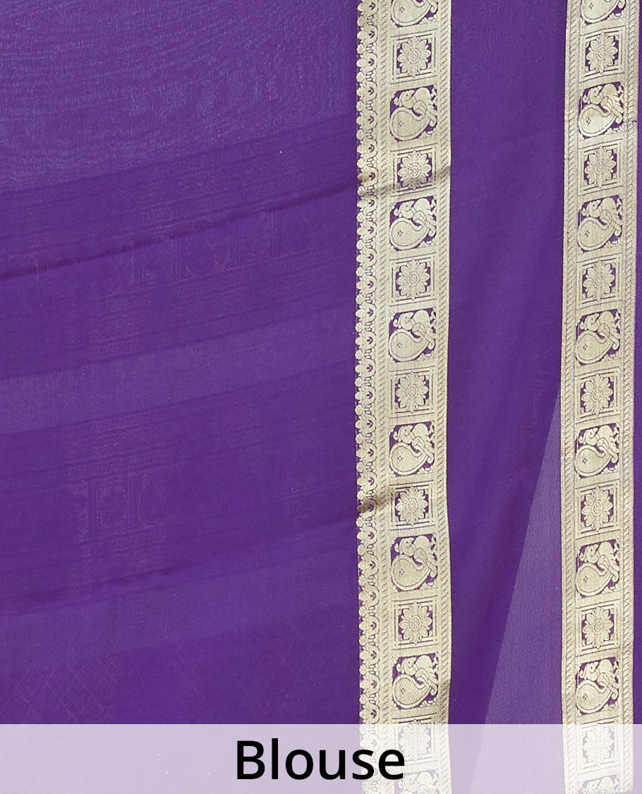 Green mysore silk saree with zari buttas, contrast rettai pettu border of peacock floral & pallu of jaal design