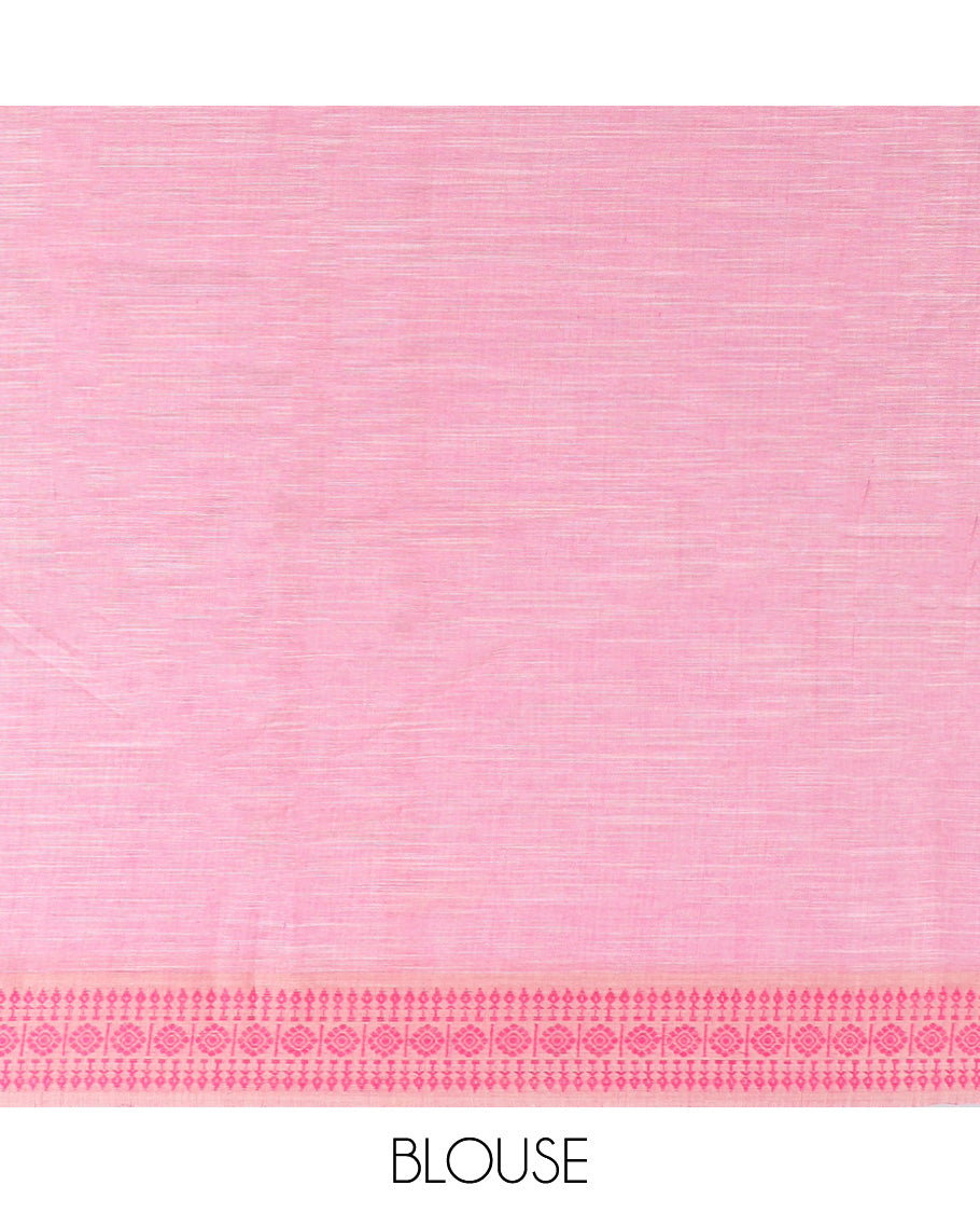 Multi-color kalamkari human motifs printed kuppadam cotton saree,contrast geometric patterned border & striped pallu