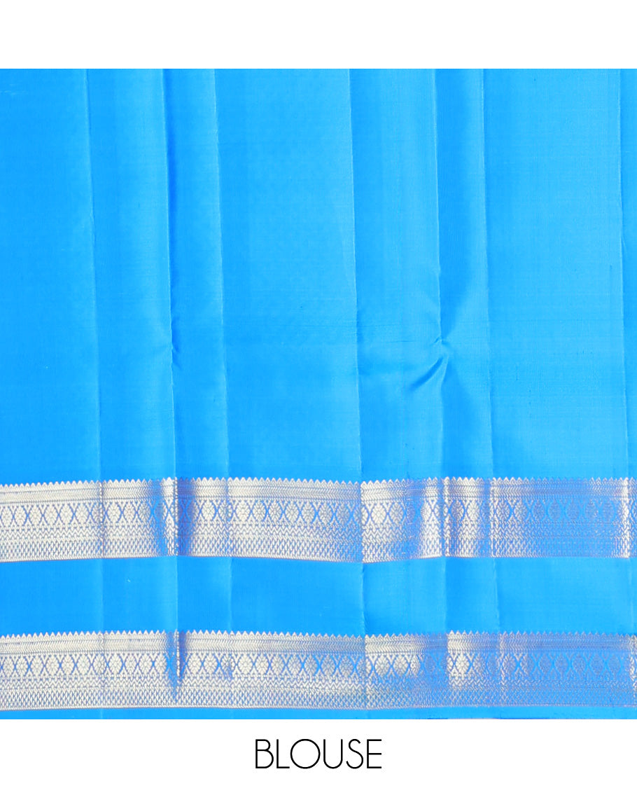 Purple checked silksaree, contrast jaal pallu & rettai pettu border of rekku,kathir,kamalam,neli kodi poun & ara maadam