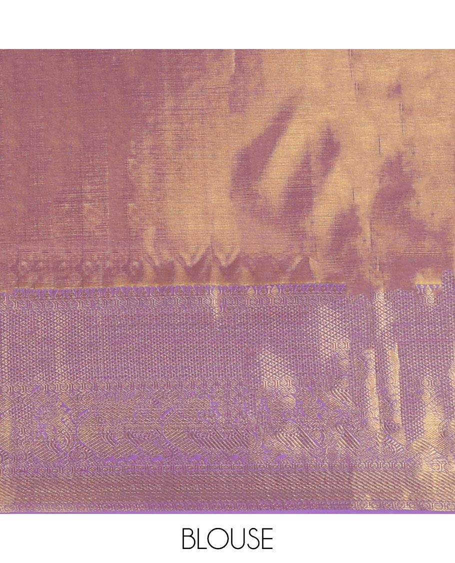 Violet floral jacquard silk saree, contrast border of thilakam,paisa,mayil kann & mayil designs & pallu of jaal designs