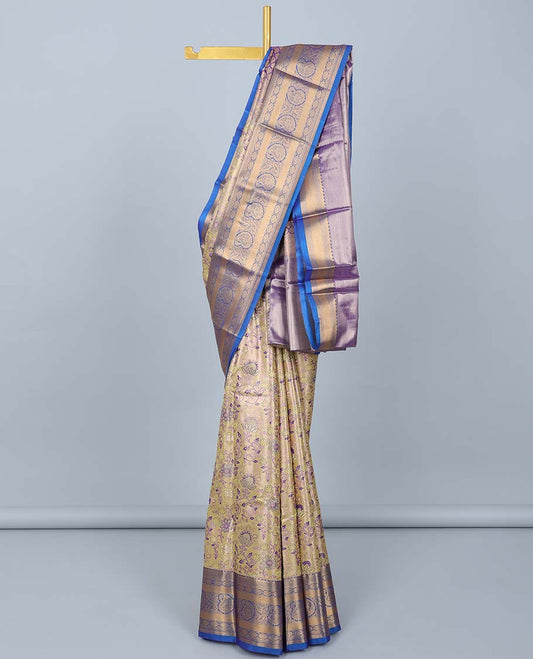 Yellow jacquard budget silk saree, contrast traditional design zari border & pallu of intricate designs