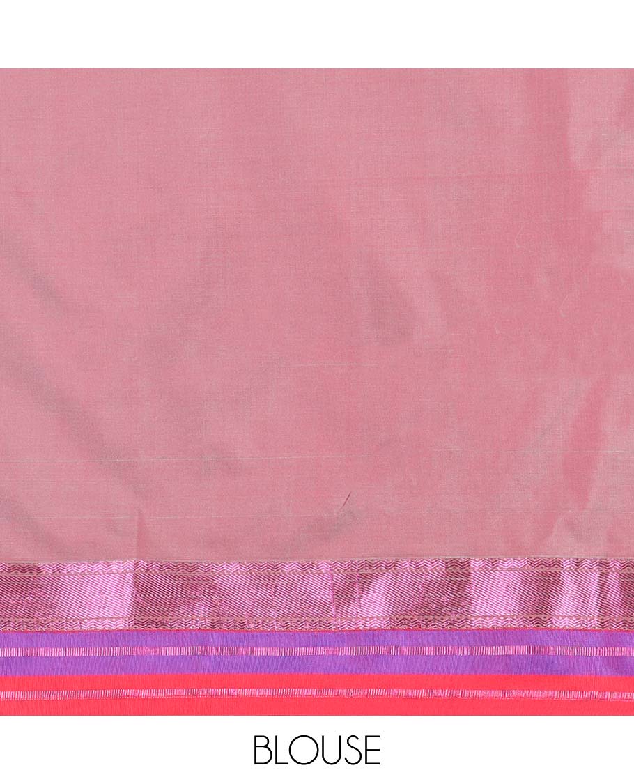Blue semi-soft silk saree with zari buttas,zari border & pallu of intricate designs