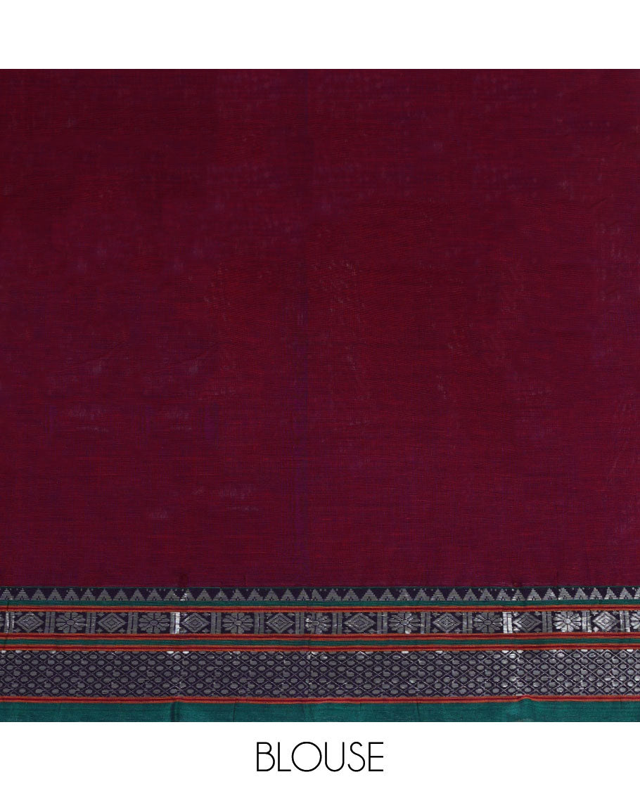 Purple plain design narayanapet cotton saree, contrast traditional design border & pallu of stripes