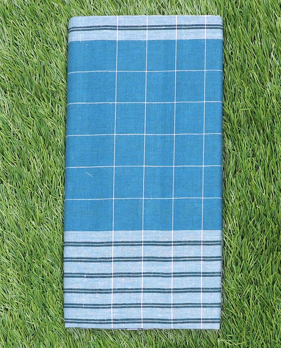 Blue checks & striped cozy pure cotton lungi