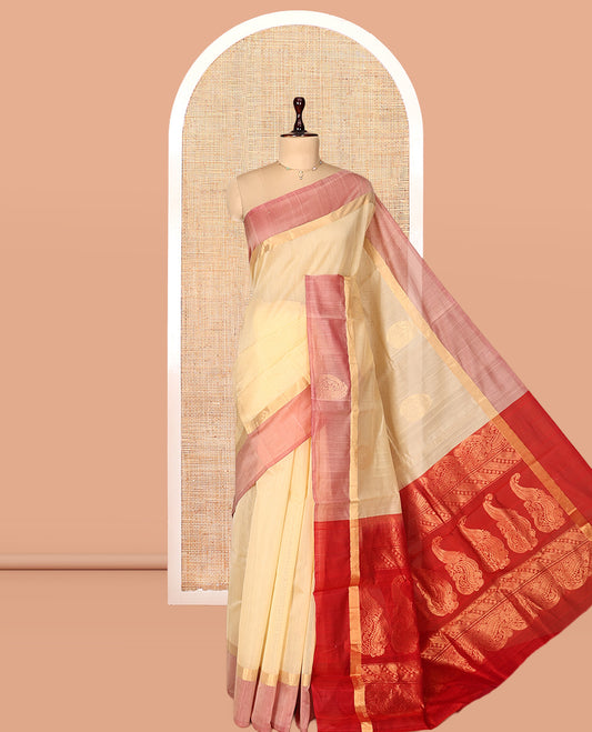 Sandal Zari Butta Silk Cotton Saree