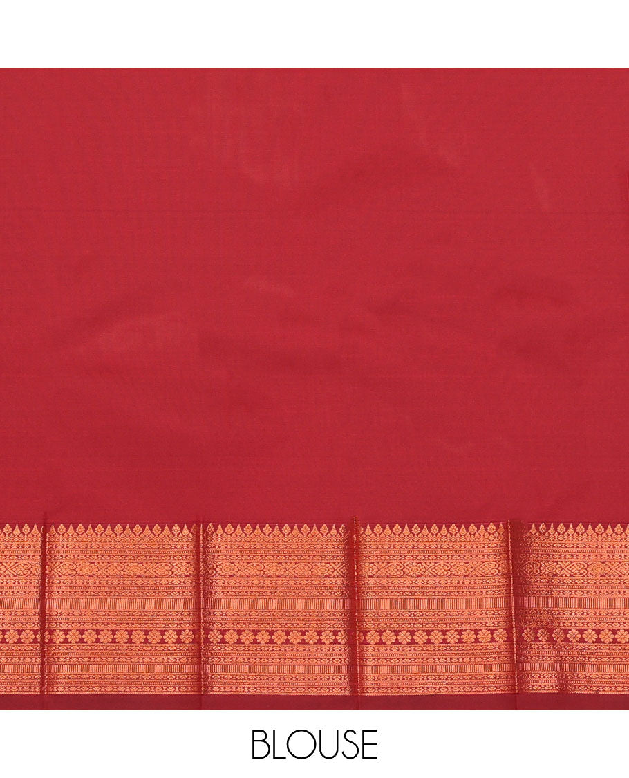 Maroon Budget Silk Saree, Spotlighted with Zari Buttas and Checks All Over Its Body, Highlighted by a Traditional Zari Design Border, Grand Pallu, and Paired with a Matching Blouse