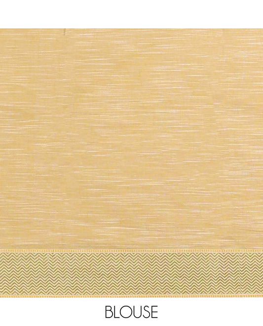 Cream pichwai design chirala cotton saree contrast border & striped pallu