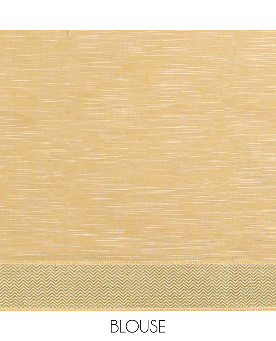 Cream pichwai design chirala cotton saree contrast border & striped pallu