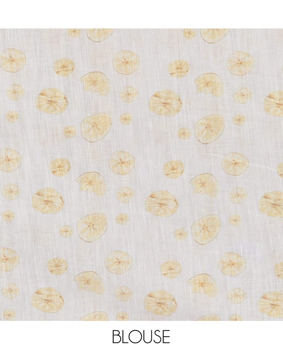 Borderless Cream Nentharanga Chips Printed Chanderi Cotton Saree, a Piping Border, Matching Blouse