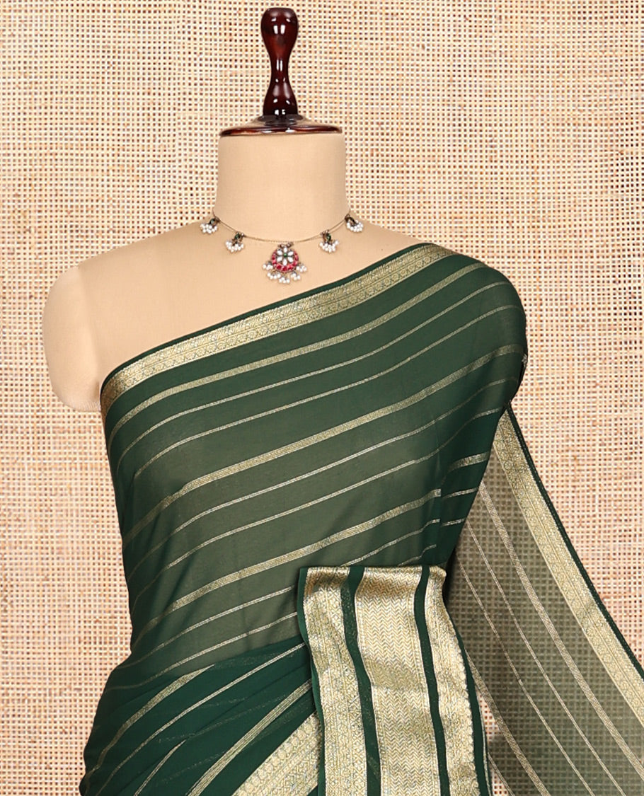 Bottle Green Semi Mysore Silk Saree