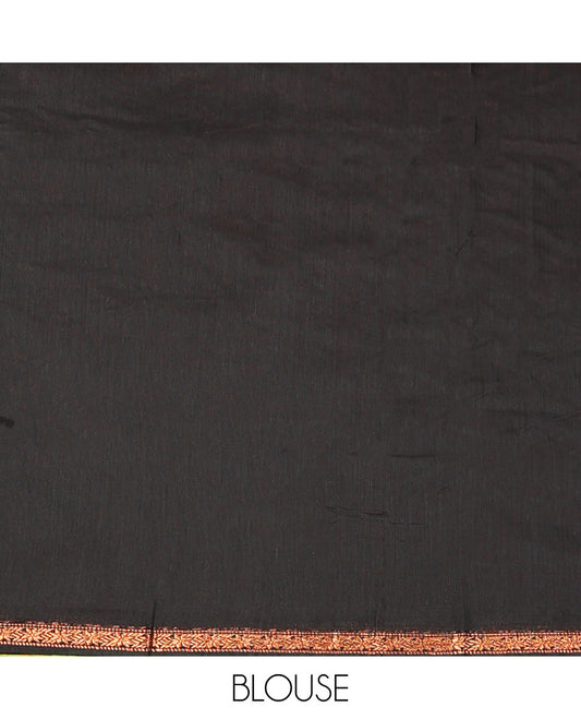 Red Maheshwari Cotton Saree, Prettified with Flower Buttas All Over Its Body, Subtly Woven Piping Border, Captivating Contrast Pallu Steeped with Buttas, and Paired with a Contrast Blouse