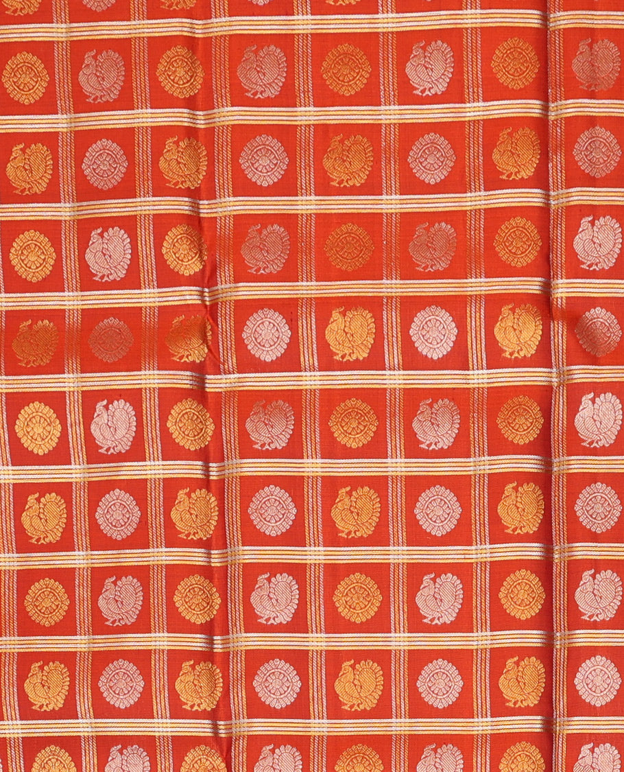 Orange Pure Silk Half Saree