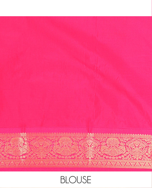 Blue Art Silk Material Half Saree Set, Richly Detailed with Zari Buttas and Stripes on Its Skirt, Complemented by a Contrast Traditional Zari Design Border, Paired with a Contrast Blouse, and Scallop Embroidered Dhavani