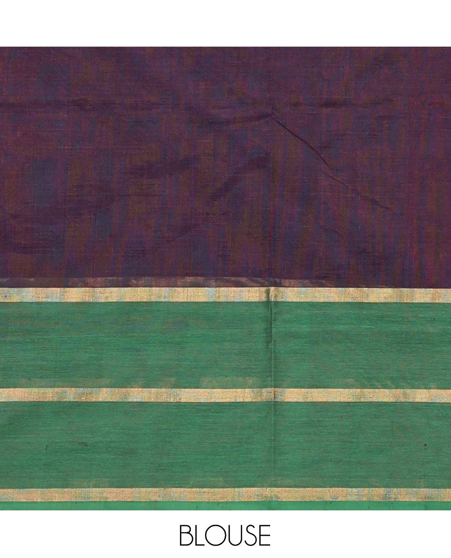 Purple Checked Kuppadam Silk Saree, a Contrast Traditional Zari Border, Grand Pallu, a Matching Blouse