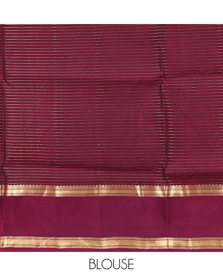 Brown Mayuri Lite Silk Mix Saree, Dazzled with Zari Checked Design All Over Its Body, Complemented by a Contrast Rettai Pettu Traditional Design Border, Pallu of Jaal Designs, and Paired with a Contrast Blouse