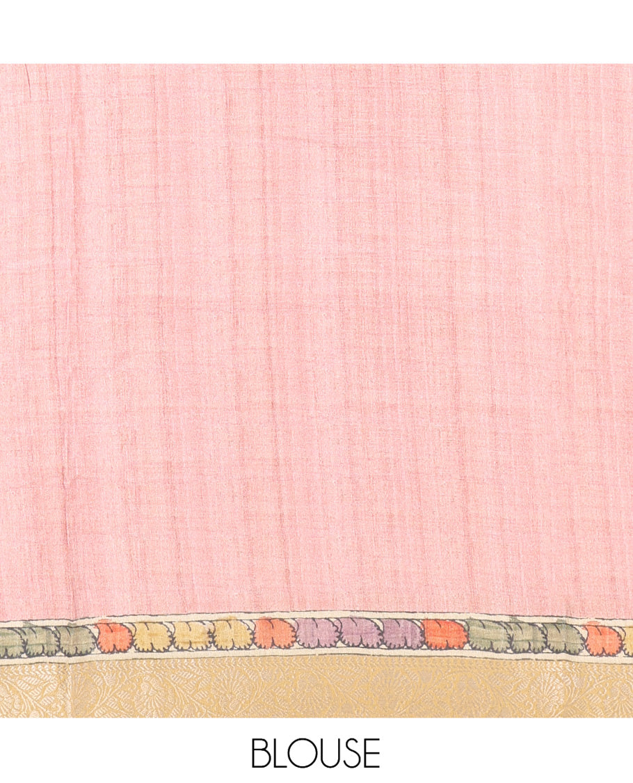 Grey Kalamkari Printed Fancy Tussar Saree