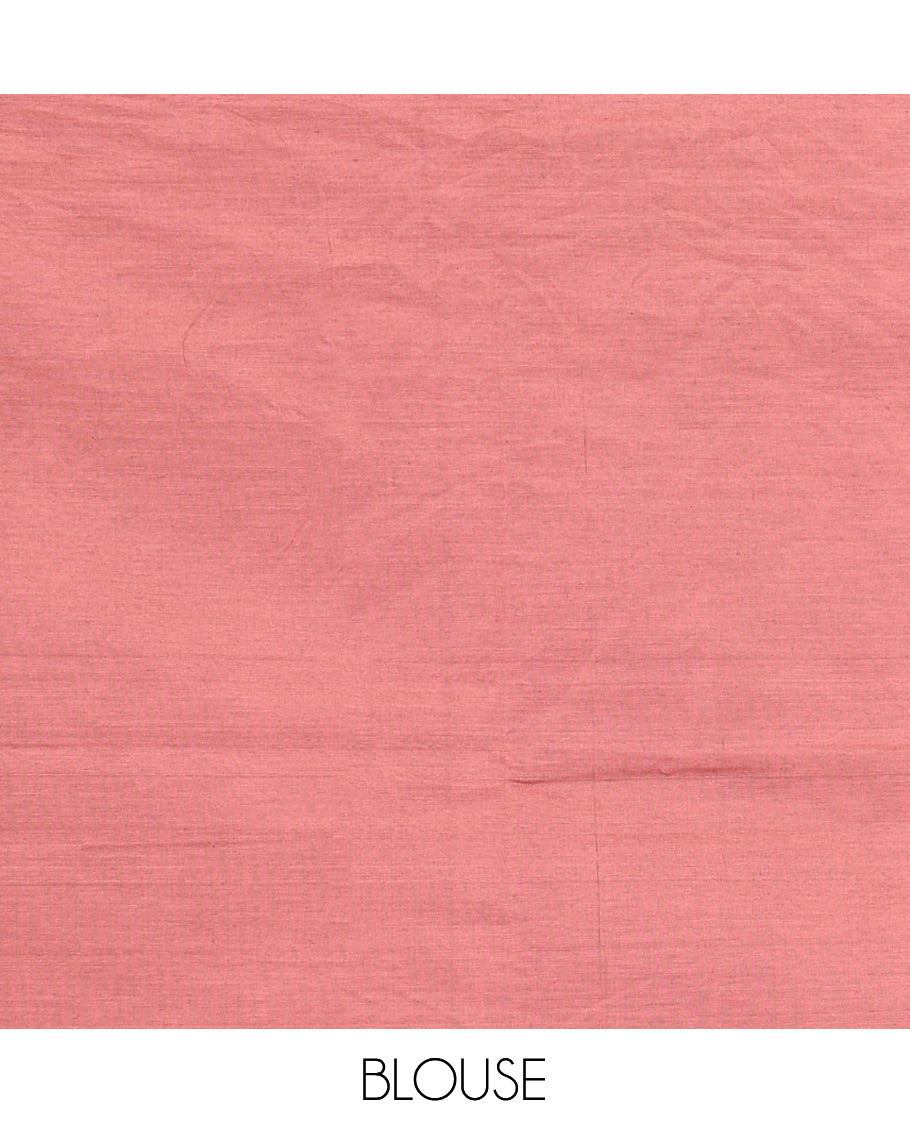 Borderless Onion Pink Plain South Cotton Saree