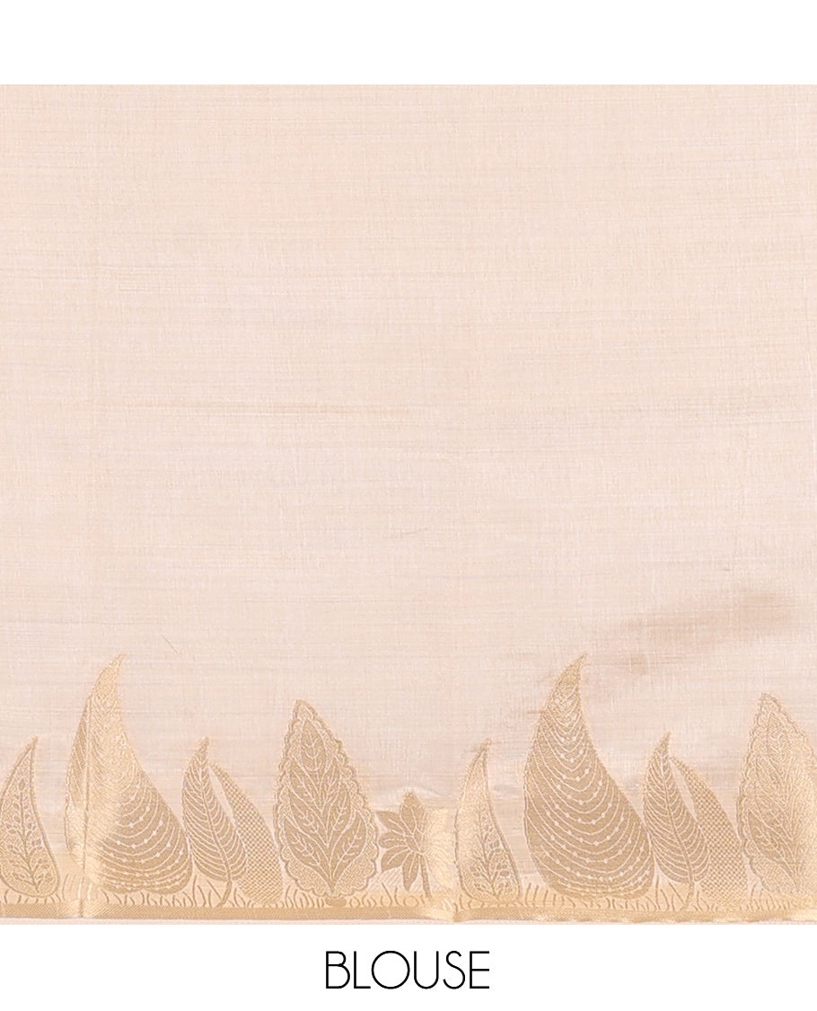 Cream Plain Art Tussar Saree