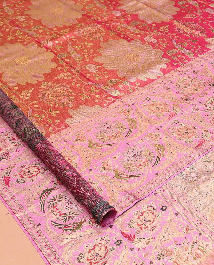 Pink Kanchipuram Tissue Bridal Silk Saree