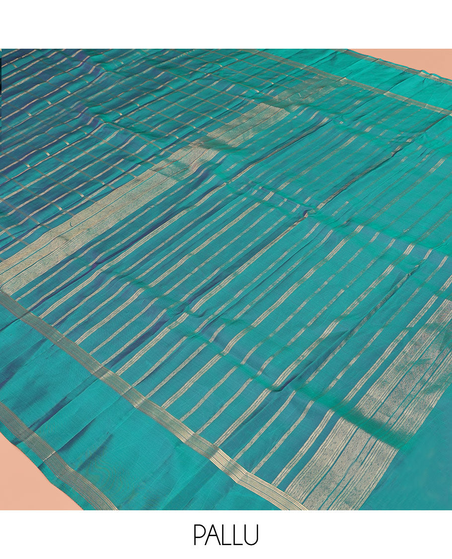 Peacock Blue Vasundhara Lite Silk Mix Saree