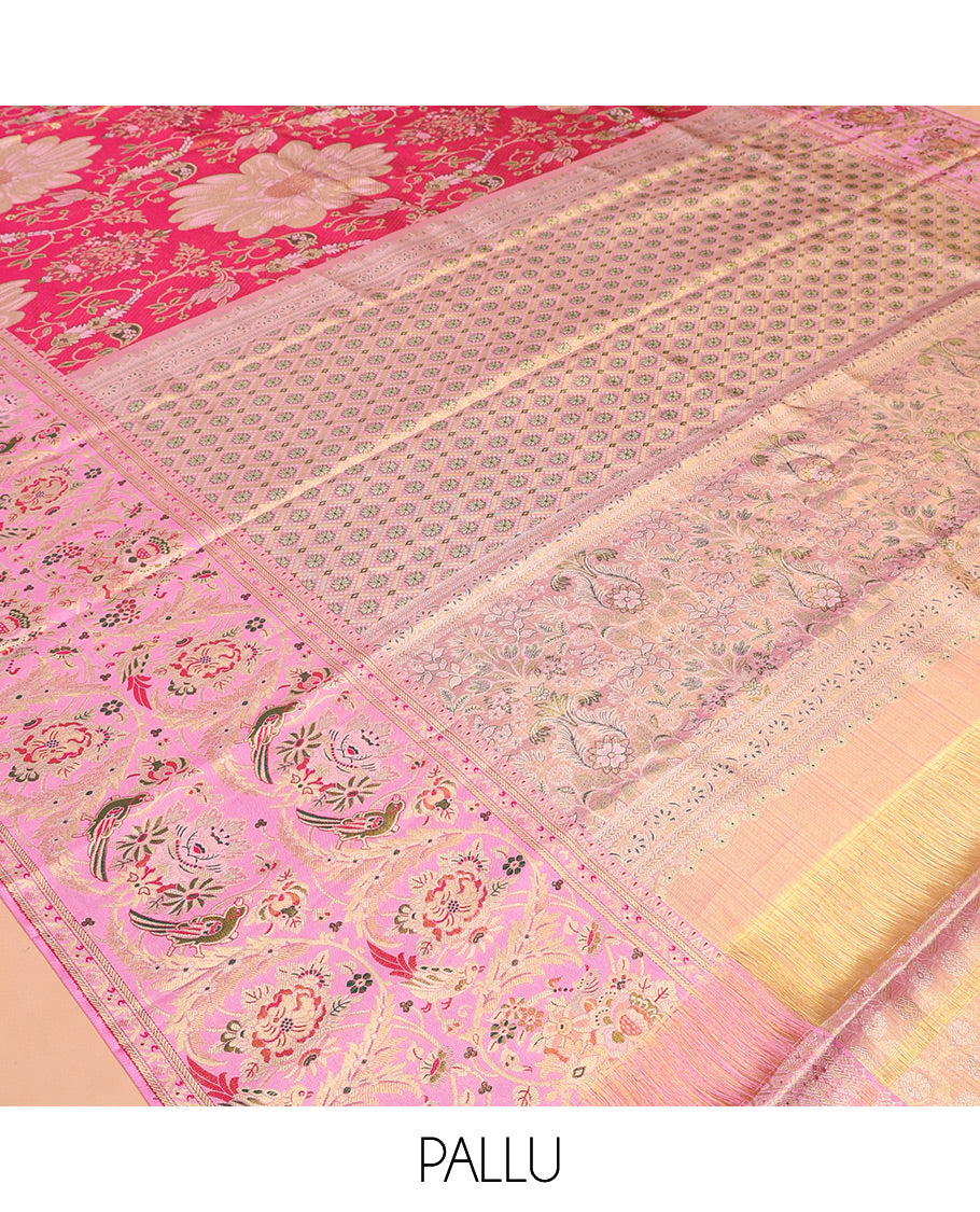 Pink Kanchipuram Tissue Bridal Silk Saree