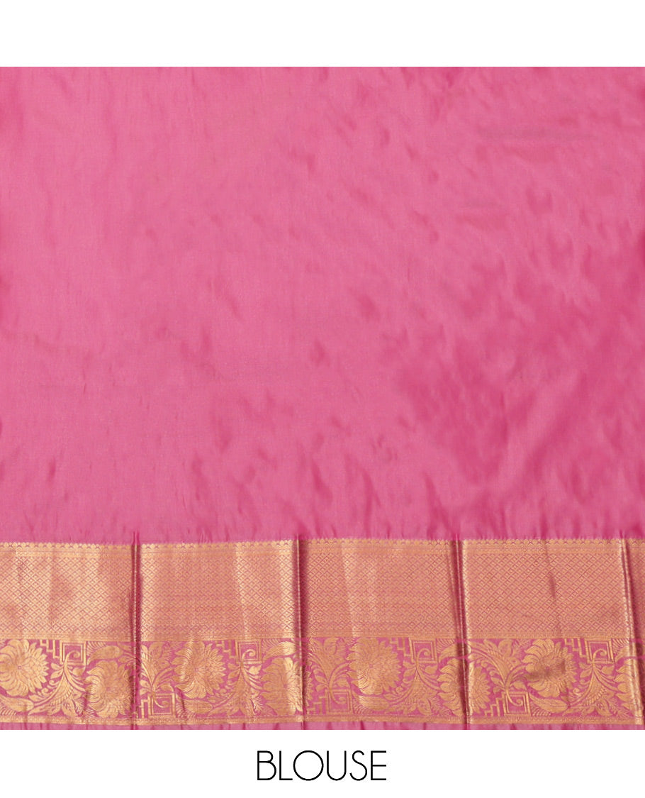 Blue Budget Silk Saree, Meticulously Woven with Buttas, a Contrast Traditional Zari Border, Jaal Pallu, and a Contrast Blouse