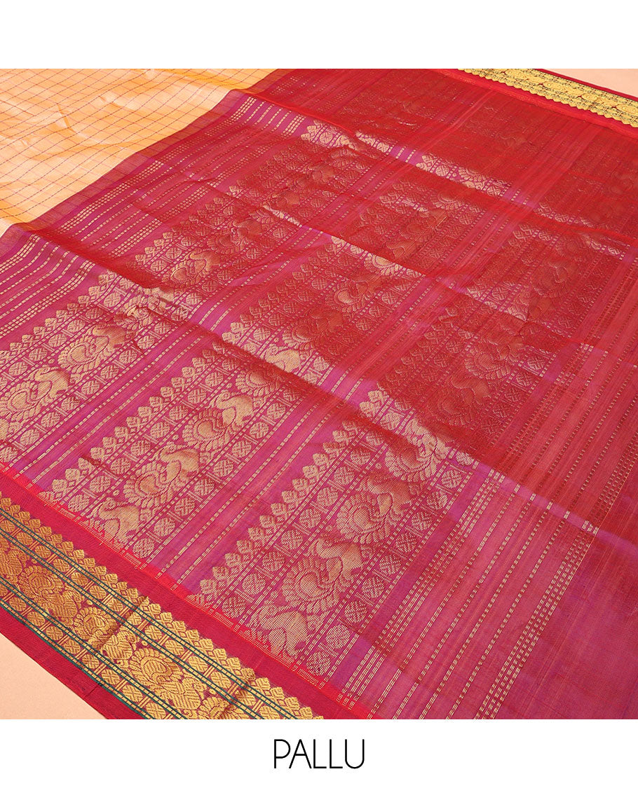 Orange Kuppadam Silk Saree