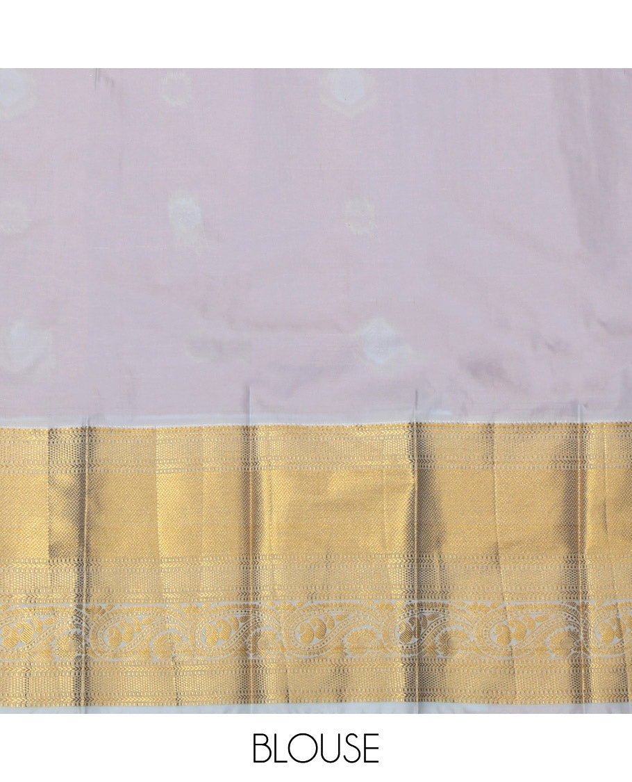 Red Budget Silk Saree, Graced with Zari Butta Enclosed Checks, Complemented by a Contrast Traditional Zari Border, Grand Jaal Pallu, and Contrast Blouse
