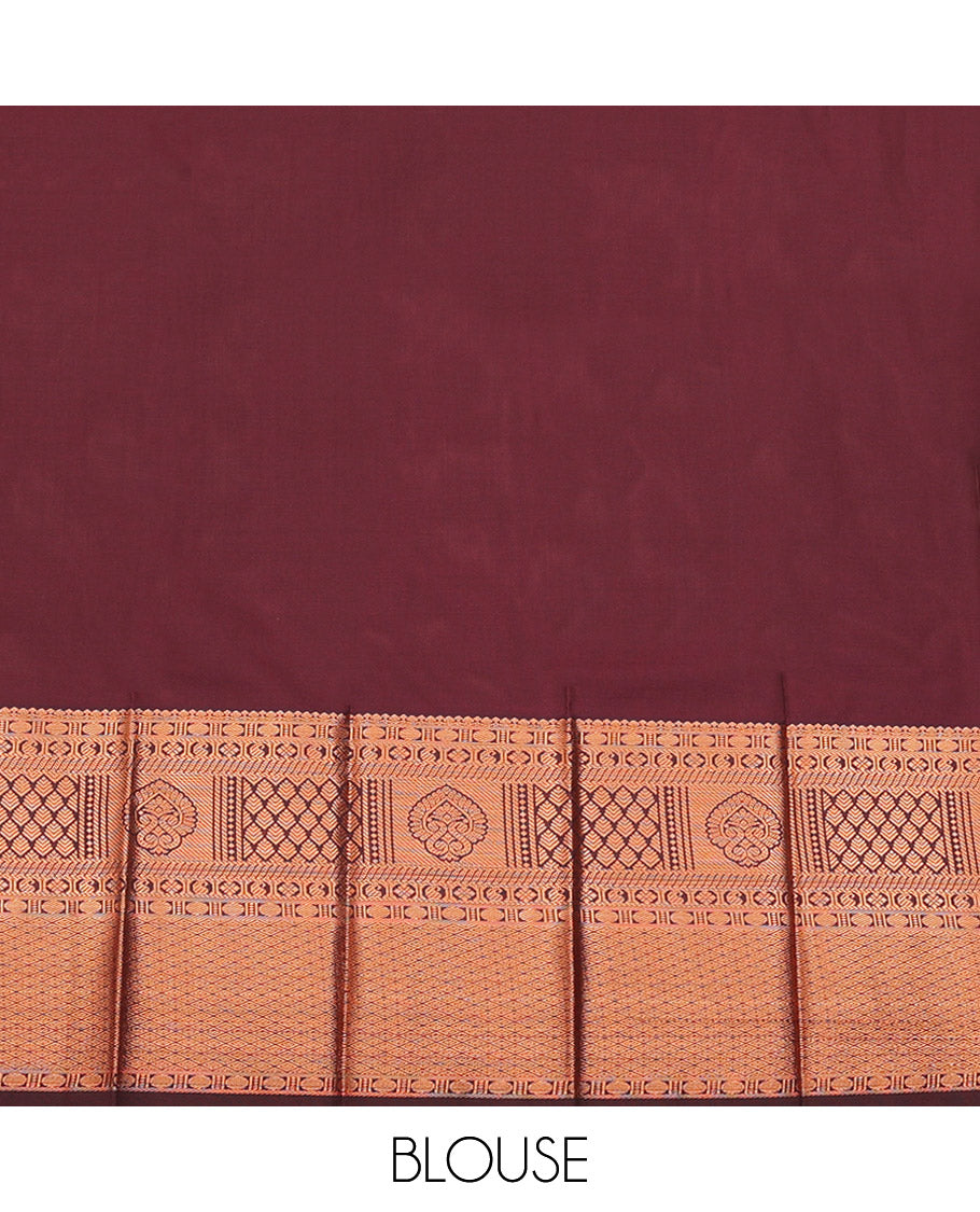 Blue Budget Silk Saree, Woven with Zari Buttas on Its Body, Complemented by a Contrast Traditional Zari Design Border, Pallu Steeped with Floral Designs, and Paired with a Contrast Blouse