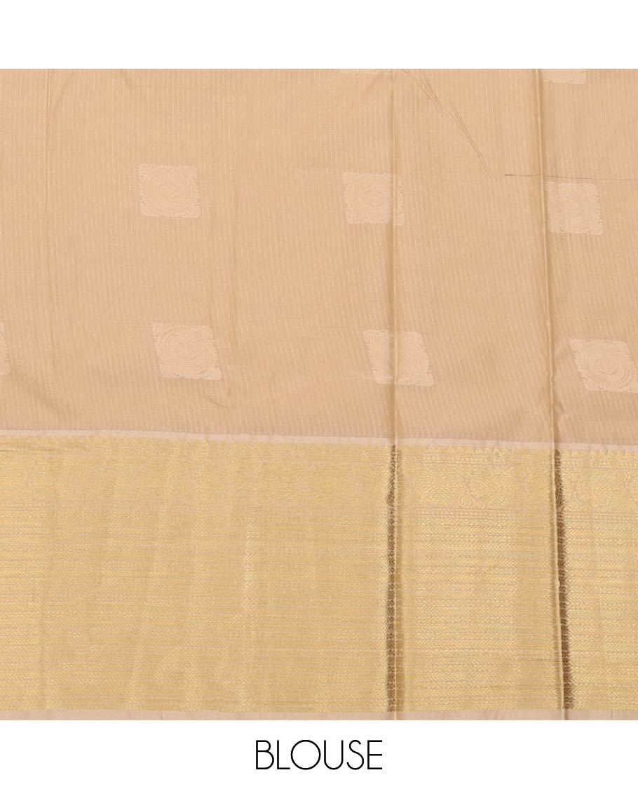 Maroon Budget Silk Saree, Mesmerized with Zari Buttas and Stripes on Its Body, Complemented by a Contrast Traditional Zari Design Border, Sparsely Woven Jaal Pallu, and Paired with a Contrast Blouse
