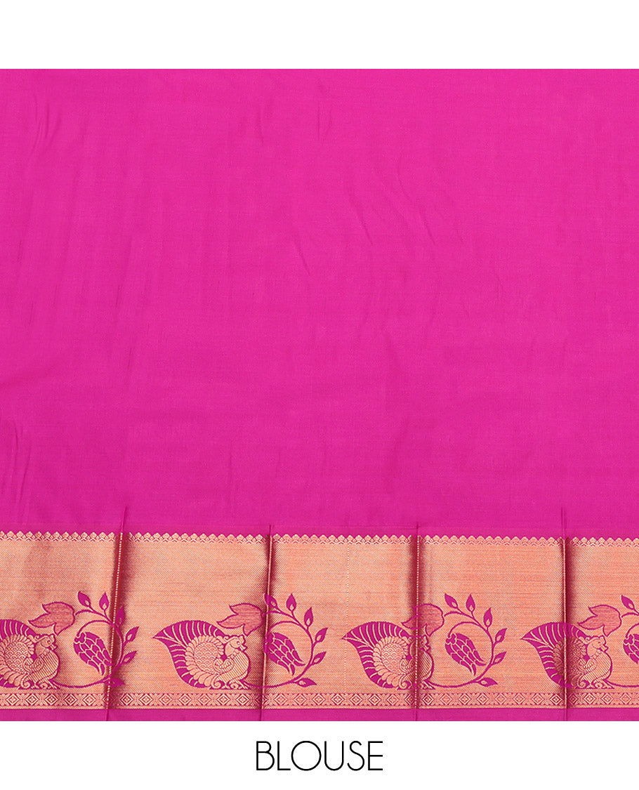 Purple Budget Silk Saree, Grandly Decked Up with Jacquard Design, Complemented by Contrast Traditional Zari Border, Jaal Pallu and a Contrast Blouse