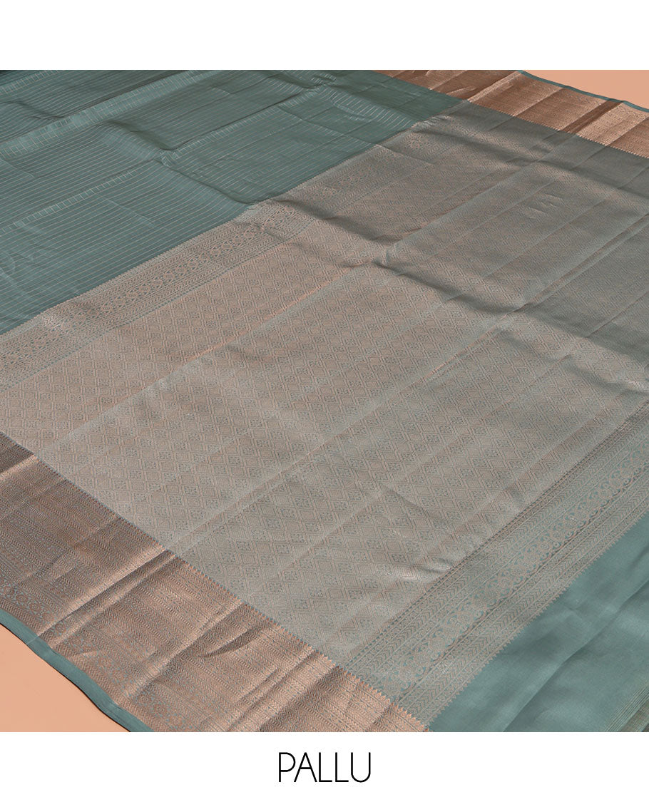 Grey Checked Vasundhara Lite Silk Mix Saree, a Traditional Zari Border, Jaal Pallu, a Matching Blouse
