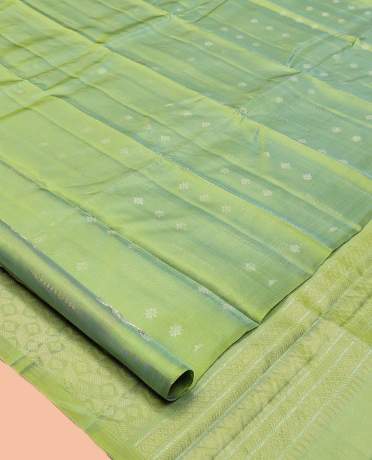 Borderless Green Mayuri Lite Silk Mix Saree