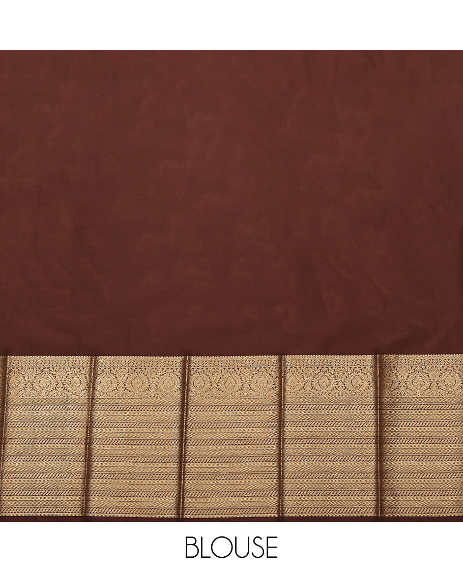 Red Budget Silk Saree, Adorned with Zari Buttas, Complemented by a Contrast Traditional Zari Border, Grand Pallu, and a Contrast Blouse