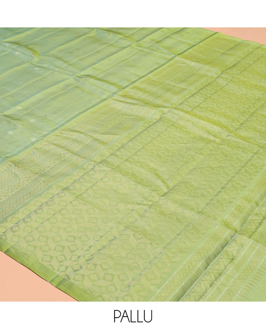 Borderless Green Mayuri Lite Silk Mix Saree