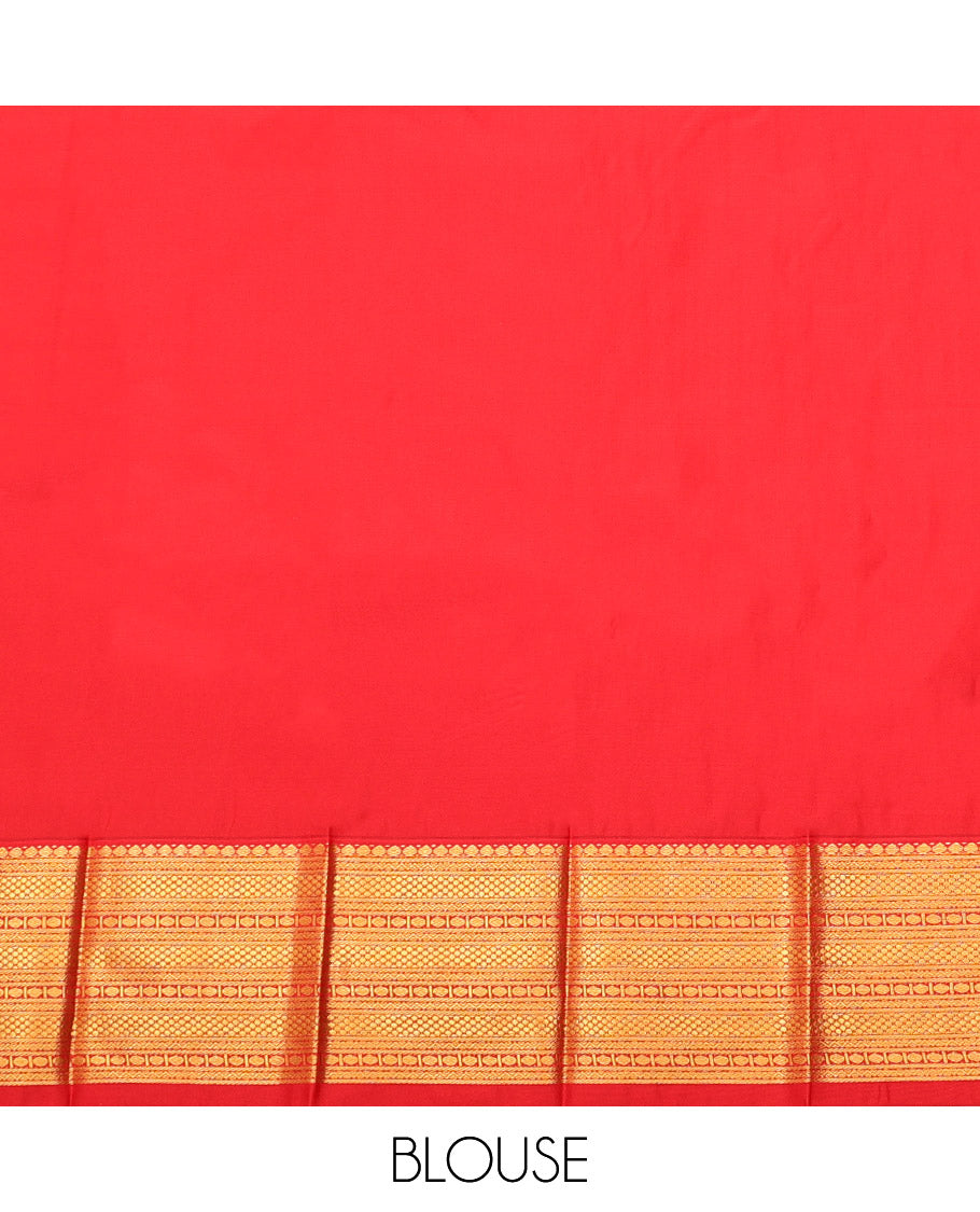 Navy Blue Budget Silk Saree, Woven with Zari Buttas and Stripes, Complemented by a Contrast Traditional Zari Border, Geometric Pallu, and a Contrast Blouse