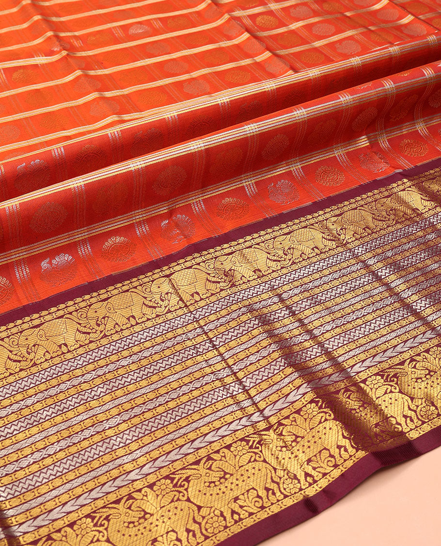 Orange Pure Silk Half Saree