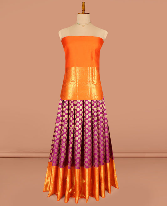 Purple Pure Silk Pavadai Material Set