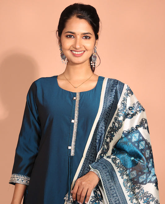 Blue Rangeela Silk Readymade Suit