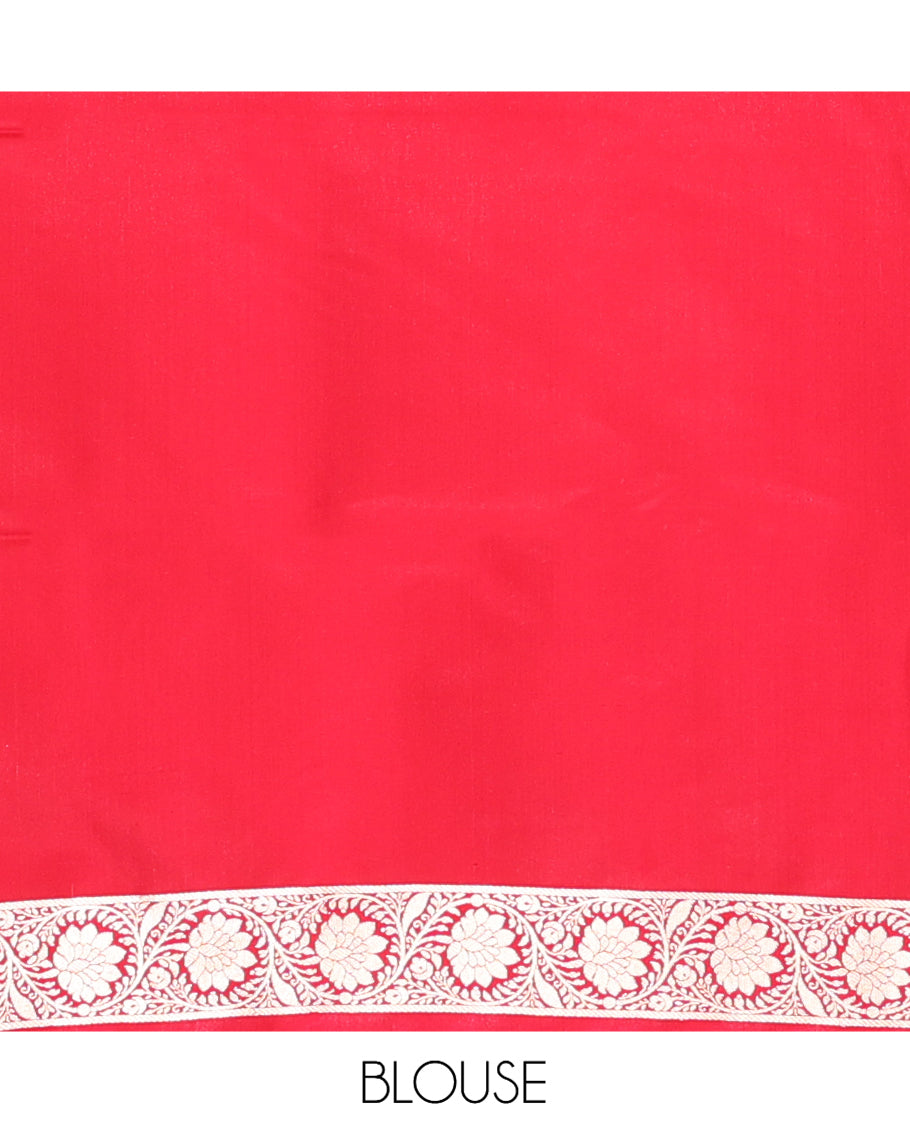 Red Semi-Banaras Nylon Saree