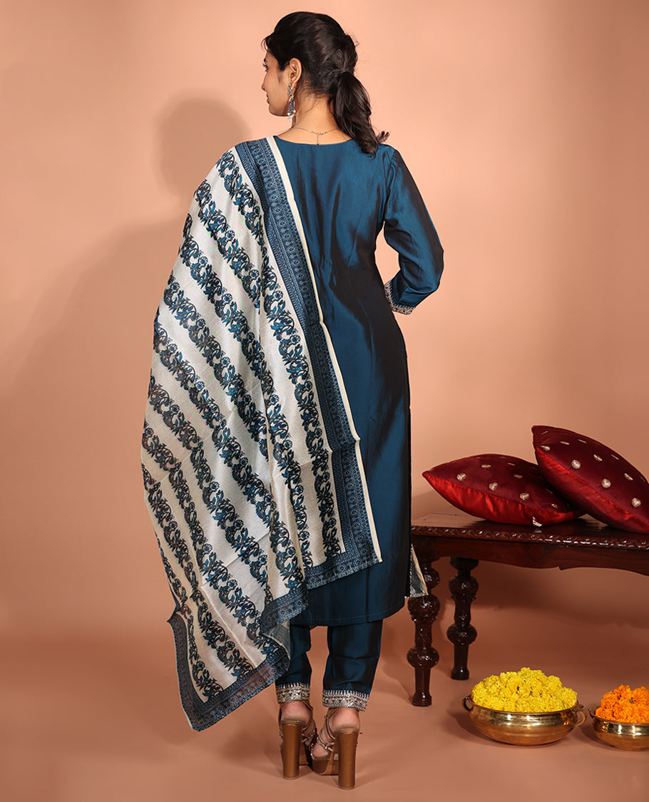 Blue Rangeela Silk Readymade Suit