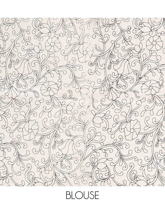 Multi-color enclosed checked machine-print kalamkari cotton saree, contrast floral & geometric printed border & pallu