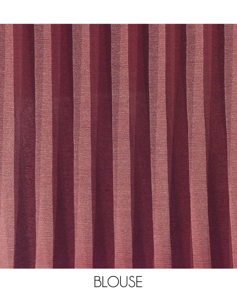 Borderless Wine Light Weight Chiffon Saree, Prettified with Vertical Stripes All Over Its Body, Subtle Self-Pallu, and Paired with a Matching Blouse