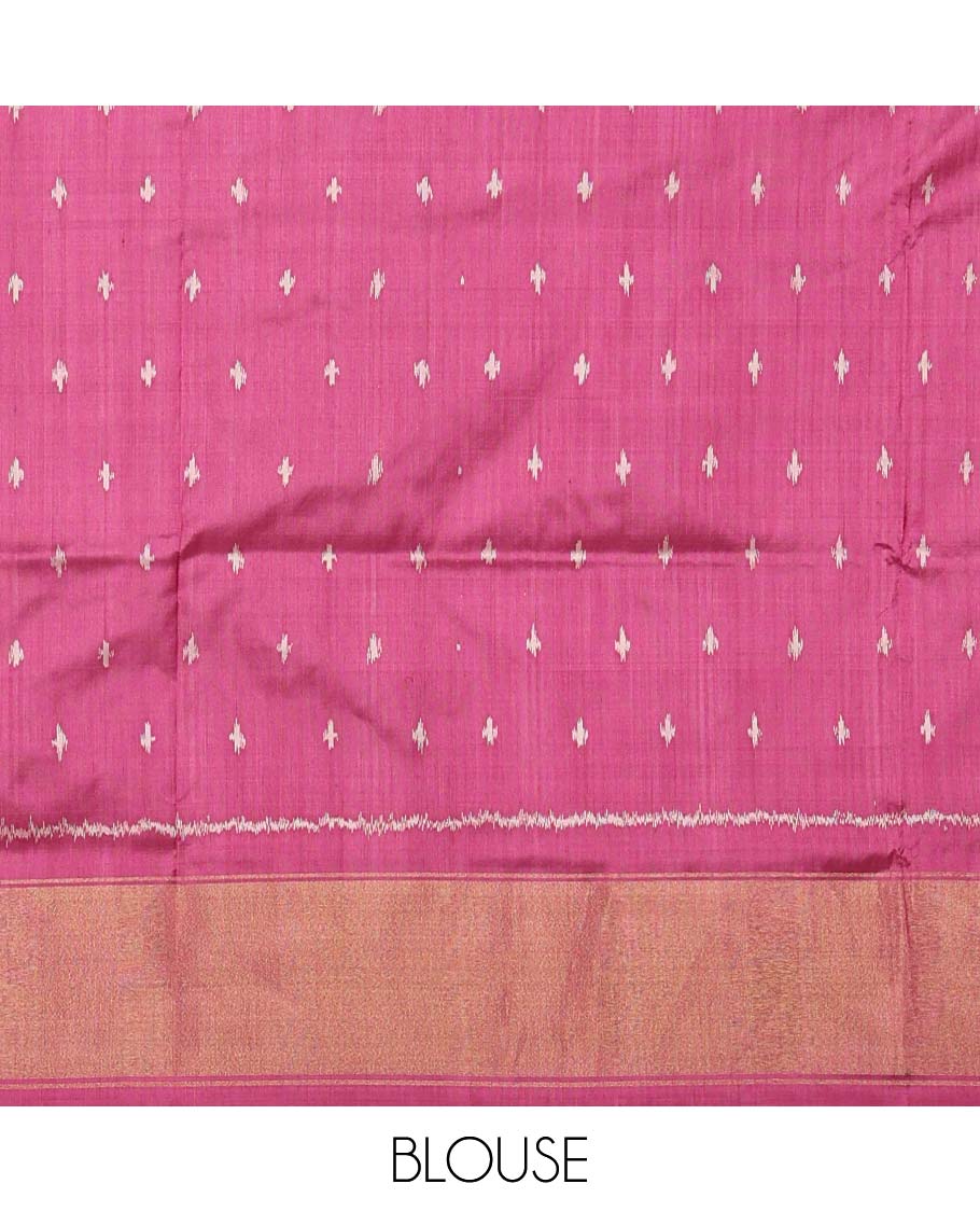 Cream argyle design ikkat silk saree , contrast design & intricate floral design pallu