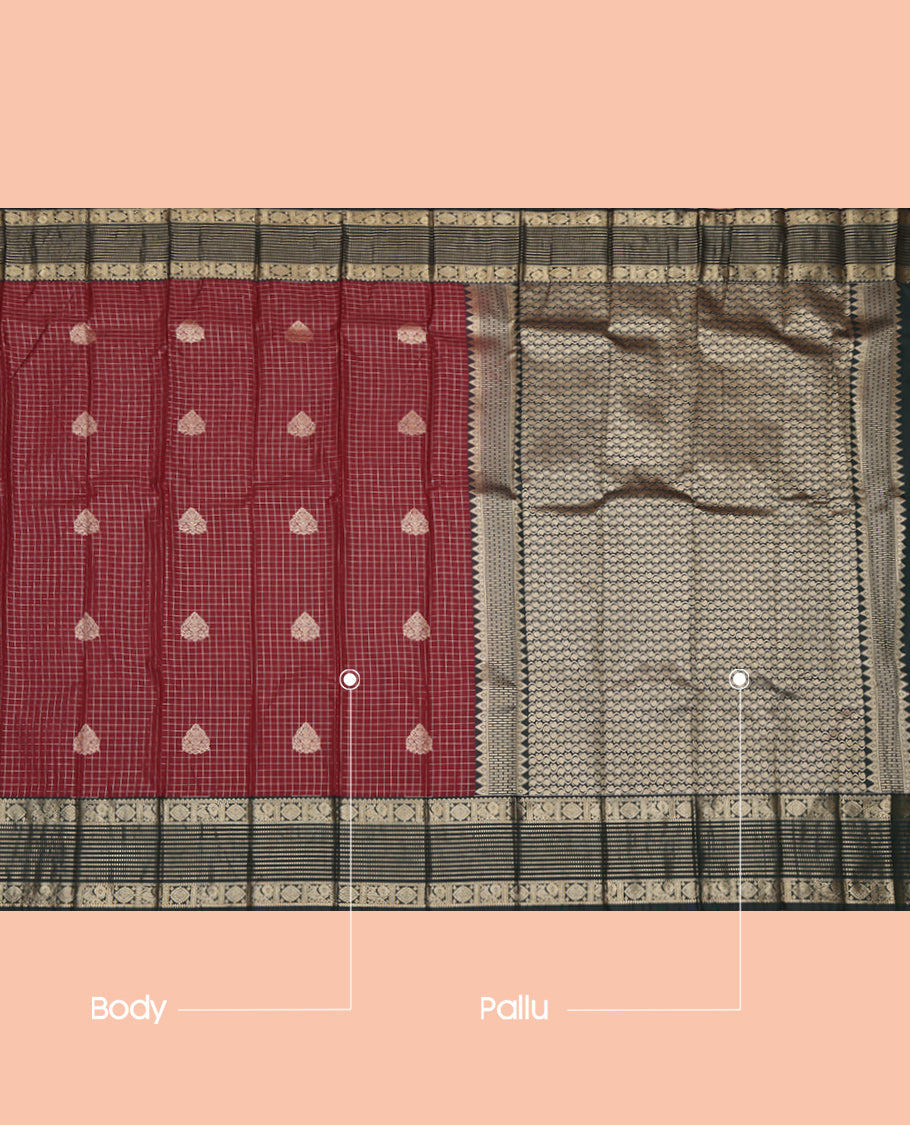 Maroon Traditional Zari Design Budget Silk Saree