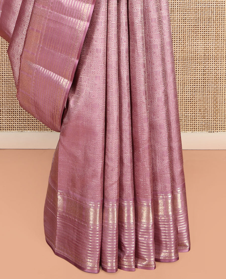 Pale Pink Kanchipuram Wedding Silk Saree, Beautifully Bedecked with Jacquard Design, a Zari Border of Star Vanki, Neli, Poun, and Kodi Visiry, Grand Pallu, and a Matching Blouse