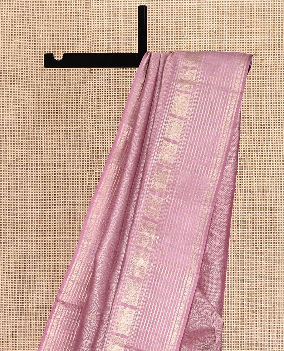 Pale Pink Kanchipuram Wedding Silk Saree, Beautifully Bedecked with Jacquard Design, a Zari Border of Star Vanki, Neli, Poun, and Kodi Visiry, Grand Pallu, and a Matching Blouse