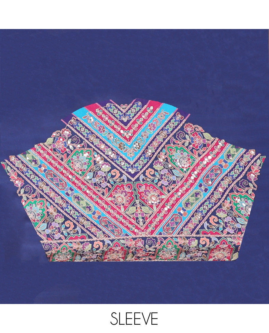 Blue Dola Silk Saree, Elegantly Highlighted with Floral and Paisley Design on Its Body, Highlighted by Intricate Floral Border, Pallu of Floral and Paisley Design, and Paired with a Matching Blouse