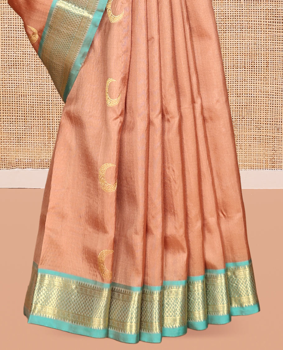 Peach Venkatagiri Silk Saree