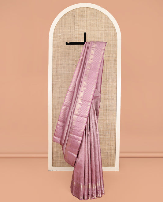 Pale Pink Kanchipuram Wedding Silk Saree, Beautifully Bedecked with Jacquard Design, a Zari Border of Star Vanki, Neli, Poun, and Kodi Visiry, Grand Pallu, and a Matching Blouse
